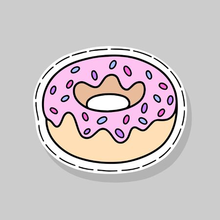 Donut isolated vector illustration. Design for embroidery, sticker or pinのイラスト素材