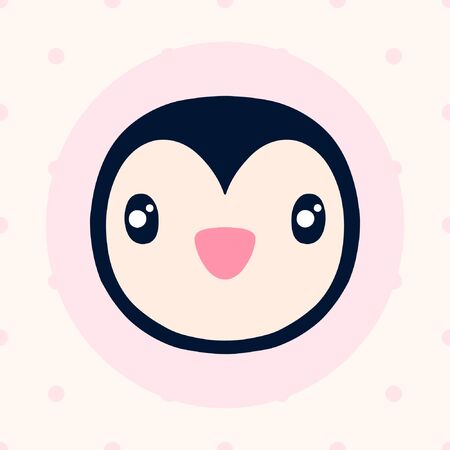 Flat and cartoon style illustration with penguinのイラスト素材
