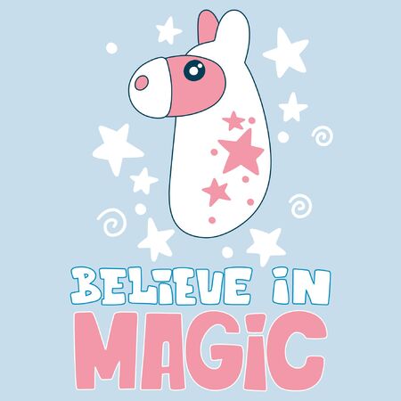 Cute Llama with hand drawn elementsのイラスト素材