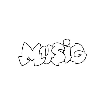 Handwritten style font Music, text card, poster, t-shirt lettering printのイラスト素材