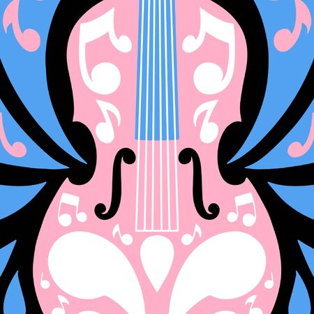 Handdrawn illustration on music  - lettering and illustrations of musical instruments. Poster or t-shirt design.のイラスト素材