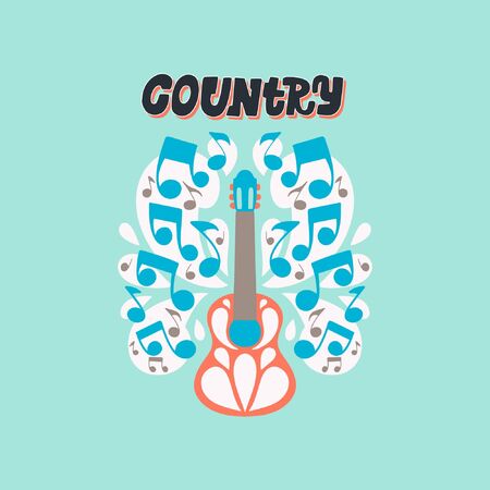 Handdrawn illustration on music  - lettering and illustrations of musical instruments. Poster or t-shirt design.のイラスト素材