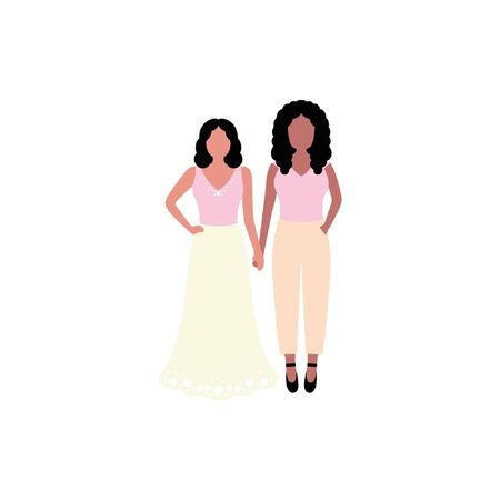 Lesbian wedding illustration. Vector illustration in flat styleのイラスト素材