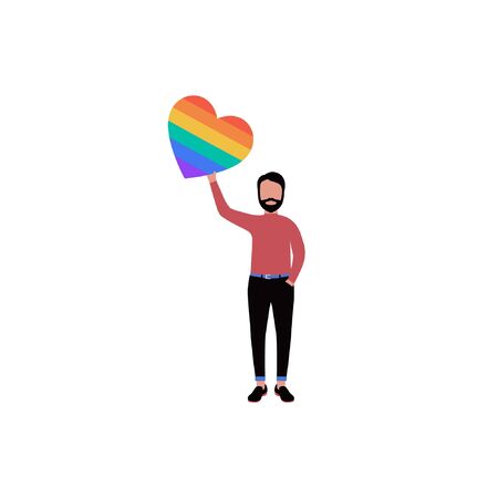 Vector illustration of LGBT activist in parade. Flat styleのイラスト素材