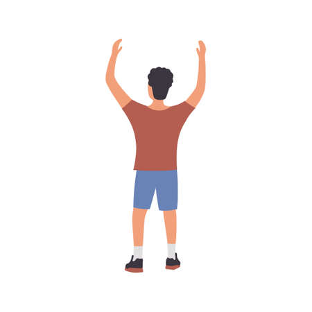 Illustration of man with hands up under. Vector illustration in flat styleのイラスト素材