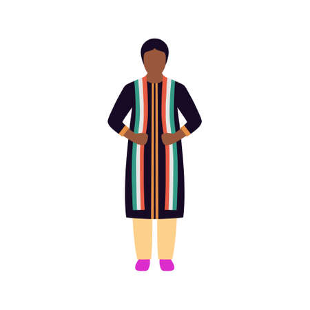 Independence Day of India. Man with flag of India. illustration in flat styleのイラスト素材