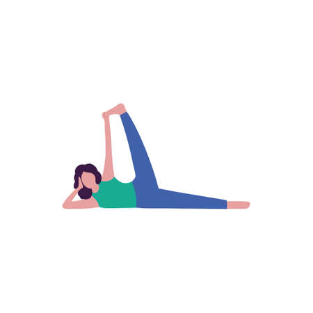Young woman in yoga pose illustration in flat styleのイラスト素材