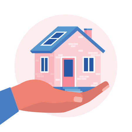 Concept of buying a property, rent, home loan. Vector illustration in a flat styleのイラスト素材