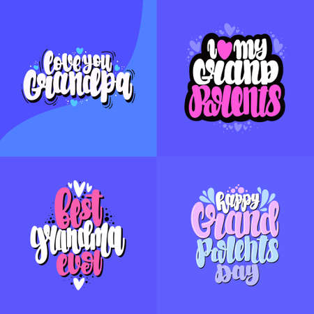 Set of Grandparent's day. Vector lettering. Design for cards, clothes and otherのイラスト素材