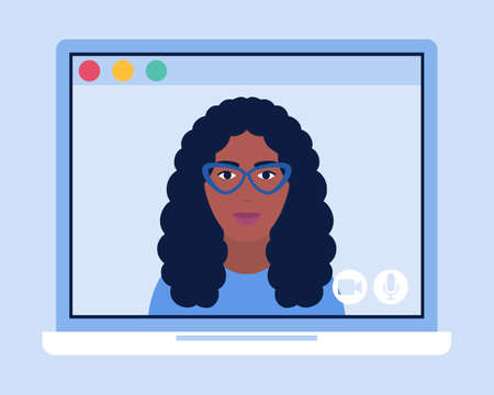 Illustration of conference video call, video call to a friend, study online, business meeting....