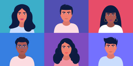 Set of different people portraits.のイラスト素材