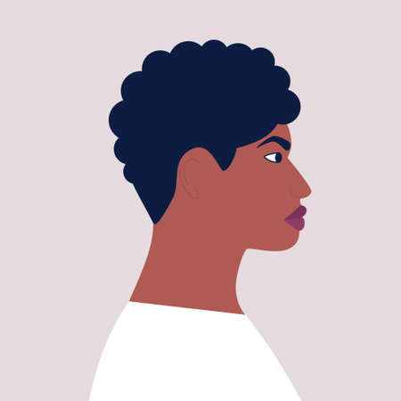 African man's face in profile. Vector illustration in a flat styleのイラスト素材