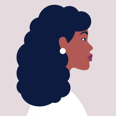 African woman's face in profile. Vector illustration in a flat style
