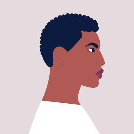 African man's face in profile. Vector illustration in a flat styleのイラスト素材