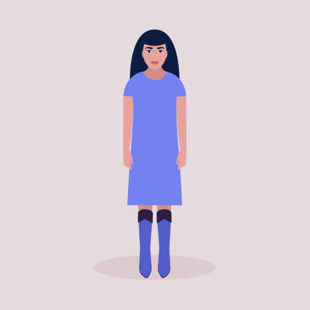 Illustration of standing young woman. Vector illustration in a flat styleのイラスト素材