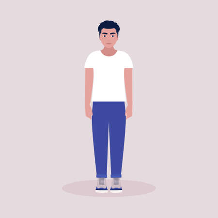 Illustration of standing young man. Vector illustration in a flat styleのイラスト素材