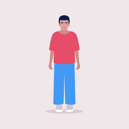 Illustration of standing young man. Vector illustration in a flat style