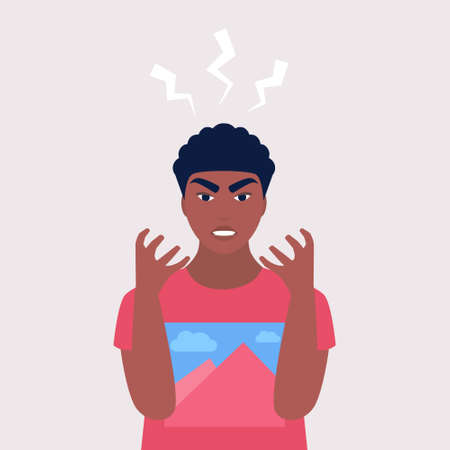 Anger, explosion, negative emotions concept. Irritation, rage, stages emotional outburst. Simple flat vectorのイラスト素材