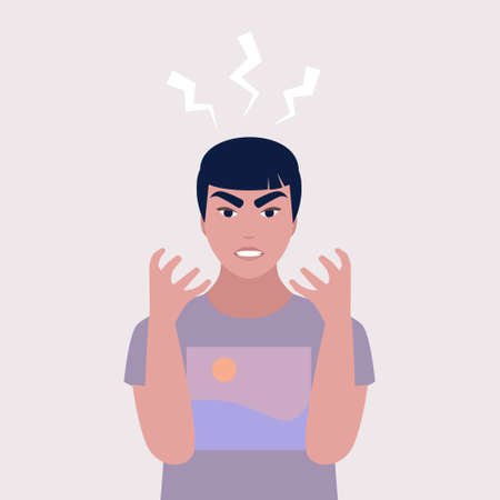 Anger, explosion, negative emotions concept. Irritation, rage, stages emotional outburst. Simple flat vectorのイラスト素材