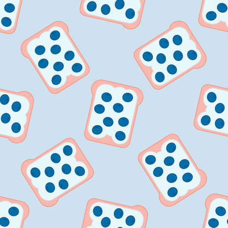 Sandwich with blueberry pattern. Vector illustration in a flat style
