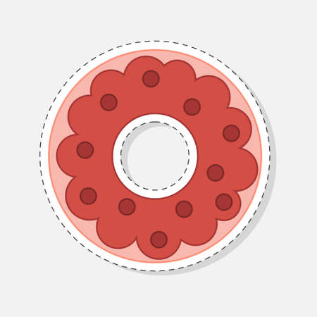 Donut sticker. Vector illustration in a flat styleのイラスト素材