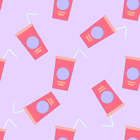 Straw cup pattern. Vector illustration in a flat styleのイラスト素材