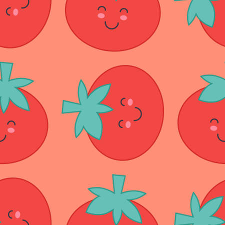 Tomato pattern. Vector illustration in a flat styleのイラスト素材