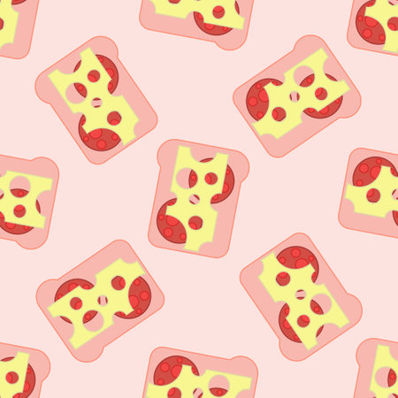 Sandwich with cheese and salami pattern. Vector illustration in a flat styleのイラスト素材