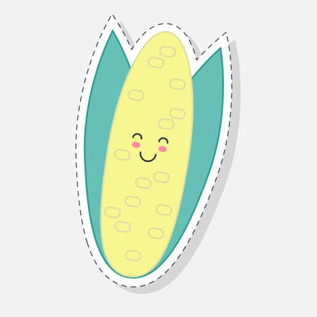 Corn, maize sticker. Vector illustration in a flat styleのイラスト素材