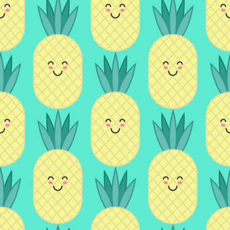 Pineapple pattern. Vector illustration in a flat styleのイラスト素材