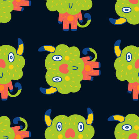 Vector pattern of cute Monster. Design for cards, clothes and otherのイラスト素材
