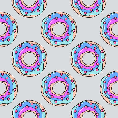 Donut pattern. Vector illustration in a flat styleのイラスト素材