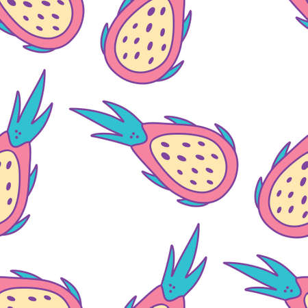 Pitaya pattern. Vector illustration in a flat styleのイラスト素材