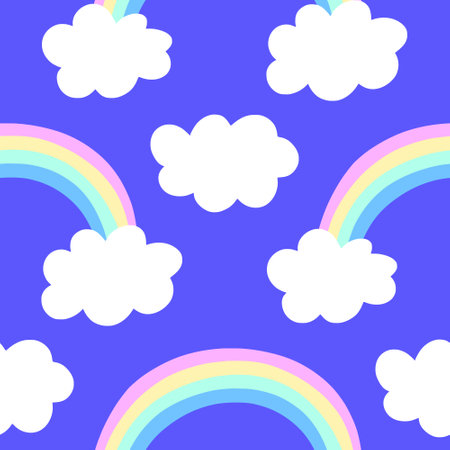 Clouds with rainbow pattern. Vector illustration in a flat styleのイラスト素材