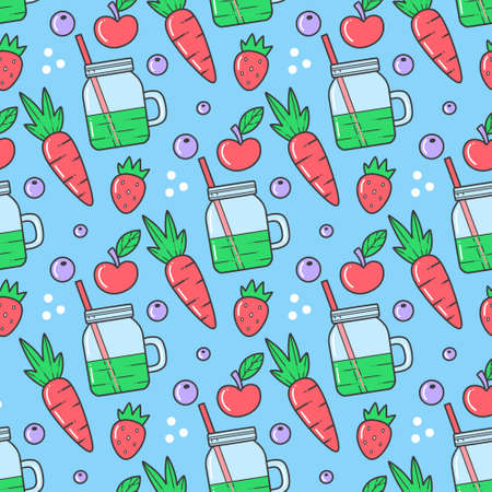 Smoothie pattern. Vector illustration in a flat styleのイラスト素材