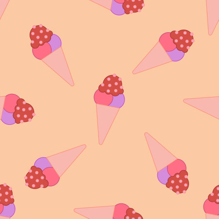 Ice cream pattern. Vector illustration in a flat styleのイラスト素材