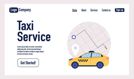 Taxi service concept. Landing page. Colorful flat vector illustration.のイラスト素材