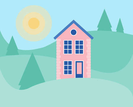 Landscape illustration. Vector illustration in a flat styleのイラスト素材