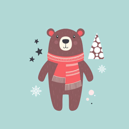 Bear illustration. Forest animal. Vector illustration in a flat styleのイラスト素材