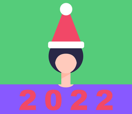 Character with 2022. New Year and Christmas theme. Vector illustration in a flat styleのイラスト素材