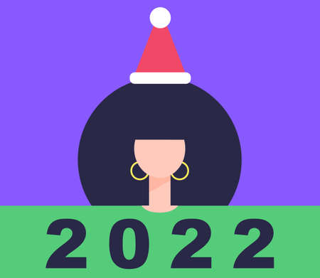 Character with 2022. New Year and Christmas theme. Vector illustration in a flat style