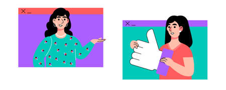 Conference video call. Vector illustration in a flat style