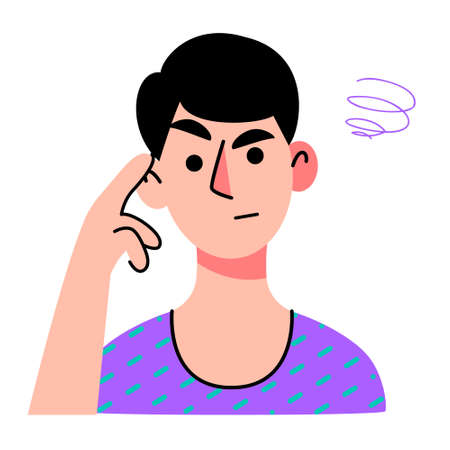 skeptic character. colorful flat vector illustrationのイラスト素材