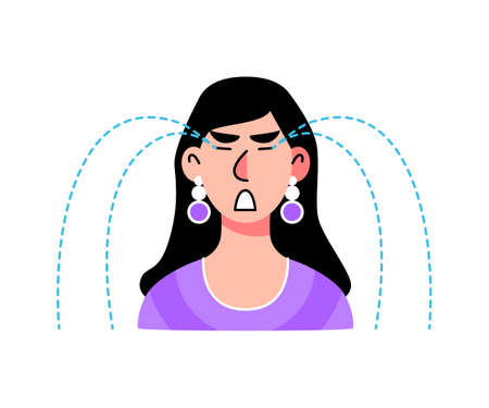 crying character. Relationship problems, sadness, pain. Vector illustration in a flat styleのイラスト素材