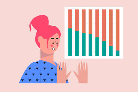 Business project and career decline. Financial crisis, economy crash, loss in business lead concept. Vector illustration in a flat styleのイラスト素材