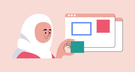 Character makes website. website template concept. Vector illustration in a flat styleのイラスト素材