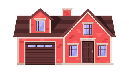 A small urban or countryside cottage on an isolated background. Vector illustration in a flat styleのイラスト素材
