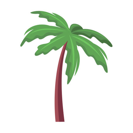 An element of beach landscape. A palm tree on an isolated background. Vector illustration in a flat styleのイラスト素材