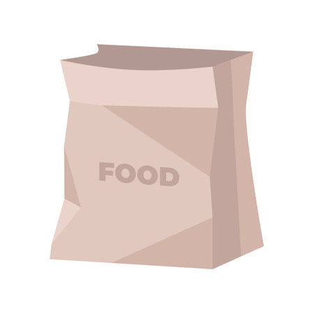 Grocery paper bag on an isolated background. Vector illustration in a flat styleのイラスト素材