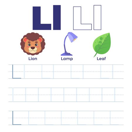 Handwriting with the letter L for preschool and school age. Vector illustration in a flat styleのイラスト素材